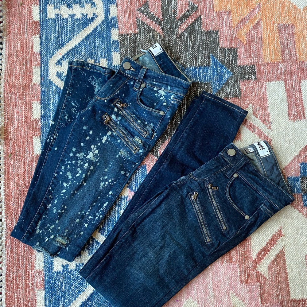 2 PAIRS of Paige Edgemont skinny zipper jeans